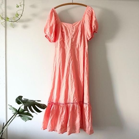 And Now This Women's Orange and Pink Puff-Sleeve Floral Dress - Picture 1 of 5